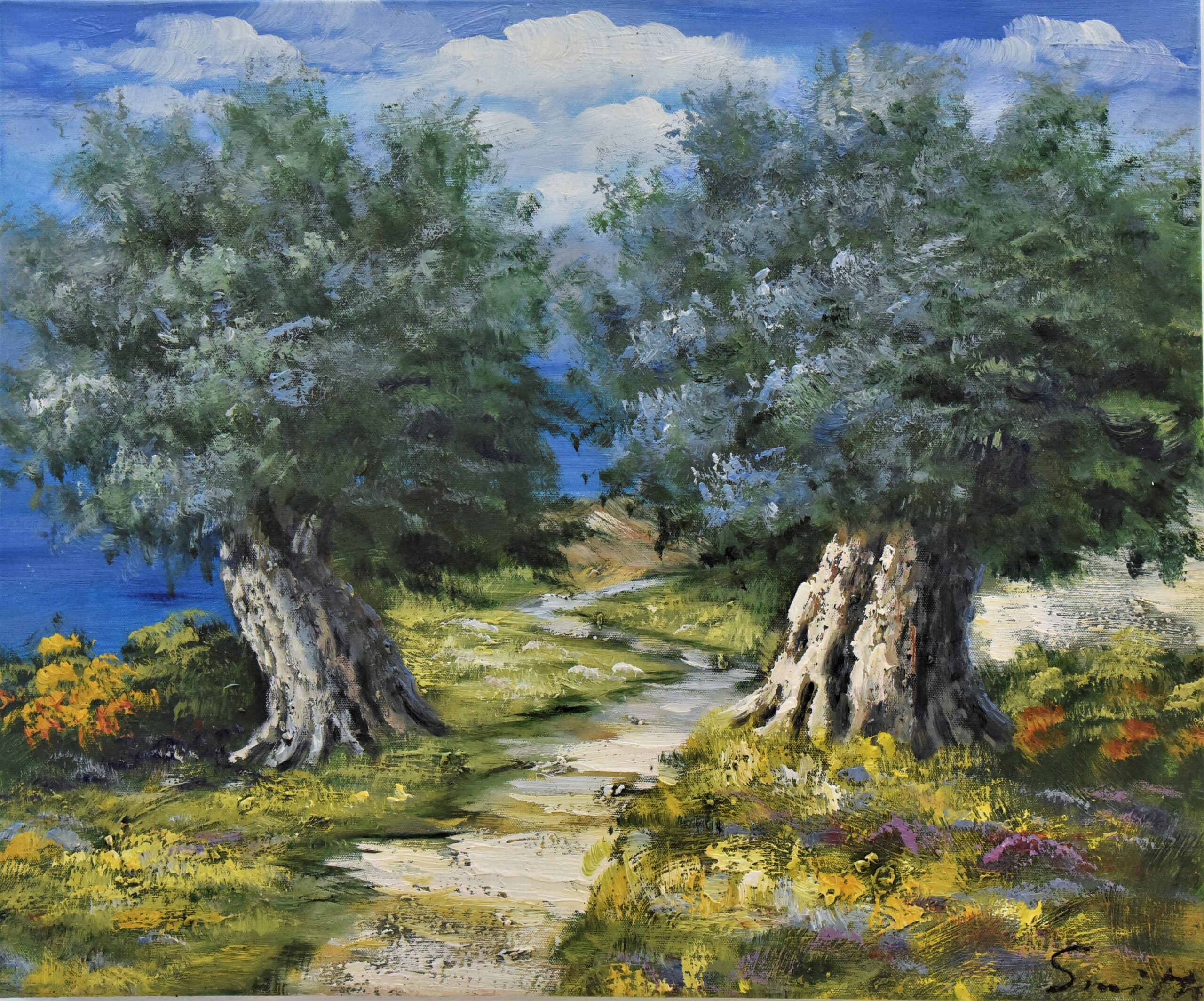 Δύο ελιές δίπλα στην θάλασσα | 50 × 40 εκ.