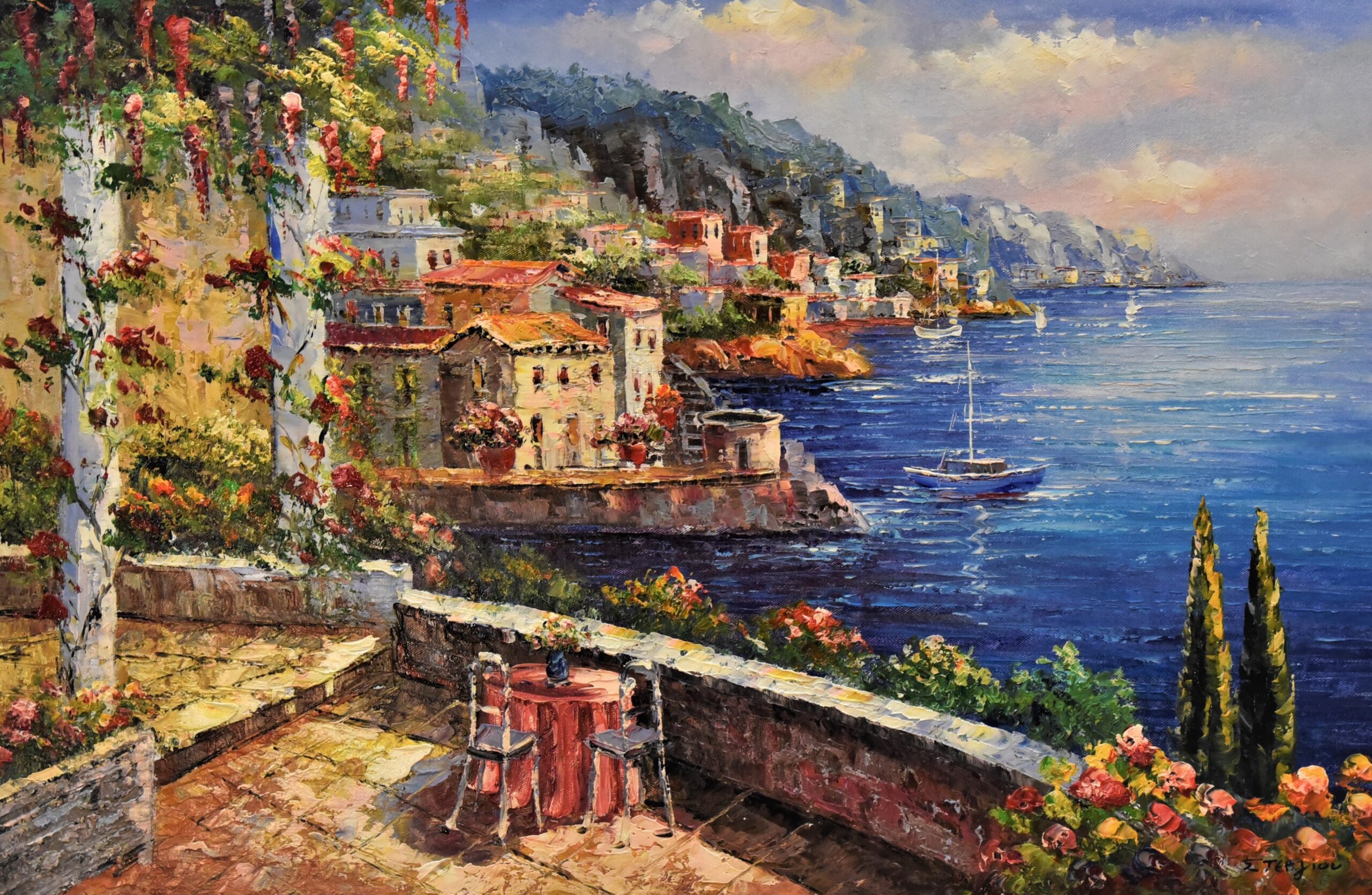 Βεράντα πάνω από τη θάλασσα – Στεργίου | 90 × 60 εκ.